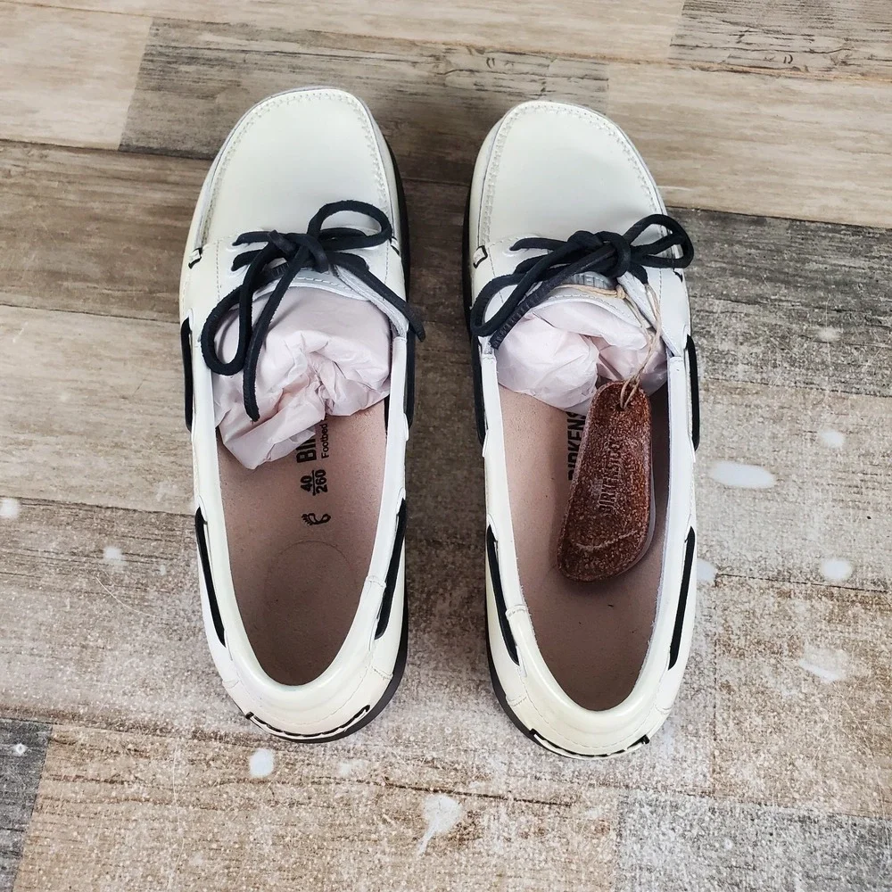 Birkenstock Tennessee‎ Womens Top Sider Shoes Sz 9 White Patent Leather Lace Up